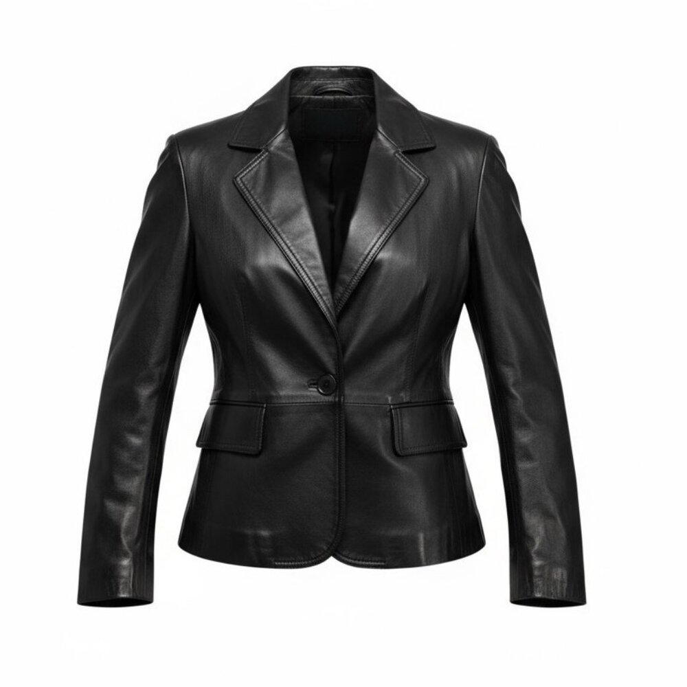 *Vintage Leather Blazer Jacket Womens S? Black Classic Dark Whimsigoth Witchy